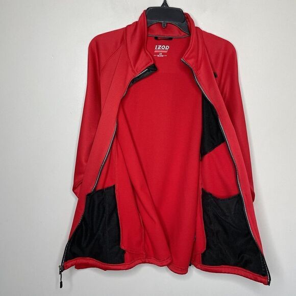 IZOD Mens Full-Zip Track Jacket EUC Sz L Red Perform-X Zip-Pockets - Picture 4 of 9